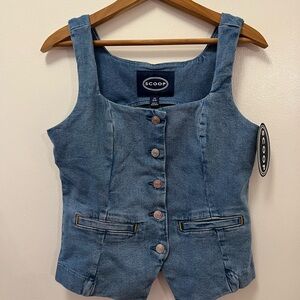 NWT Scoop Denim Button-Up Vest XS